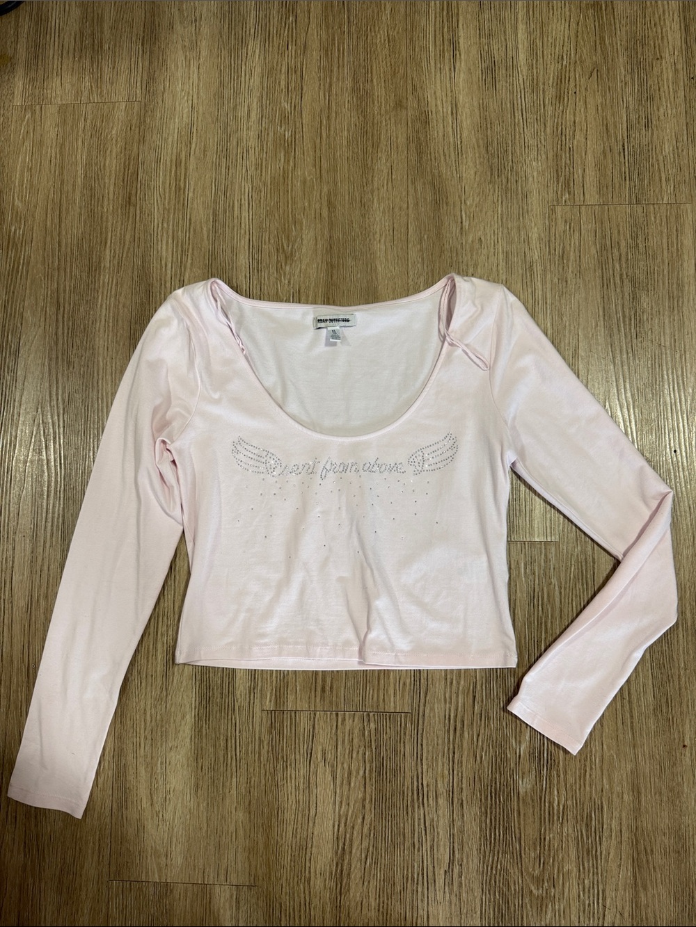 Urban outfitters Pale Pink Scoop Neck Long Sleeve Crop Top XL